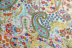Indische handgemachte Decke Kantha Quilt Tagesdecke Überwurf Baumwolle Kantha Gudari Einzelgröße Bettwäsche Bettbezug Weiß Paisley Print