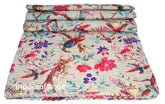 Handmade Indian Patchwork Quilt, Kantha Blanket, Throw, Kantha, Hand Sewn Bedspread Bedding, Throw Flower Queen Size 100% Cotton Kantha
