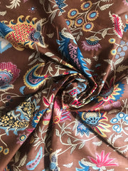 Brown Batik Ikat Cotton Fabric
