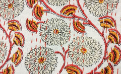 Indische handgemachte Decke Kantha Quilt Tagesdecke Überwurf Baumwolle Kantha Gudari Einzelgröße Bettwäsche Bettbezug Blumendruck