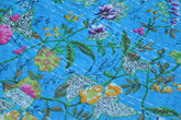 Indischer Ethno-Paradies-Druck, Kantha-Steppdecke, Handblockdruck, Queen-Size-Größe, 100 % Baumwolle, Tagesdecke, Bettüberwurf