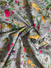 Boho Grey Paradise Flower Cotton Fabric