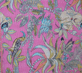 Indischer Ethno-Affendruck, Kantha-Steppdecke, Handblockdruck, Queen-Size-Größe, 100 % Baumwolle, Tagesdecke, Bettüberwurf
