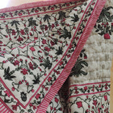 Kantha Quilt Razai Blumendruck Überwurf Wendedecke Sofabezug Bettüberwurf Bettwäsche Boho Baumwollfüllung Queen Handblockdruck