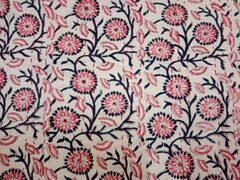 Vintage Kantha Quilt – Hand Block Printed Cotton Blanket & Bedspread, Twin/Queen/King