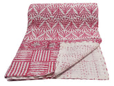 Vintage Kantha Quilt Handblockdruck Vintage Kantha Überwurf Wendedecke Tagesdecke Boho Queen Size Baumwolle Hippie Boho Floral