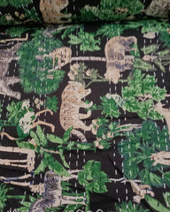 Vintage Kantha Quilt – Hand Block Printed Cotton Blanket & Bedspread, Twin/Queen/King Sizes