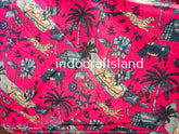 Indian Cotton Fabric – Hand Block Print Boho Fabric with Pink Flower Print for Summer Dresses