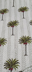 Vintage Indische Palme Kantha Quilt Indischer Quilt Blockdruck Quilt Tagesdecke Boho Boho Baumwolle Überwurf Quilt Handgemacht