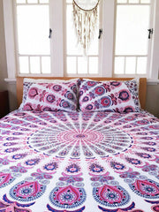 Neues Queen-Size-Bettlaken-Set, Mandala-Bettwäsche-Set, indische Tagesdecke, Baumwoll-Bettwäsche-Set mit 2 Kissenbezügen, Mandala-Decke