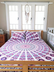 Neues Queen-Size-Bettlaken-Set, Mandala-Bettwäsche-Set, indische Tagesdecke, Baumwoll-Bettwäsche-Set mit 2 Kissenbezügen, Mandala-Decke