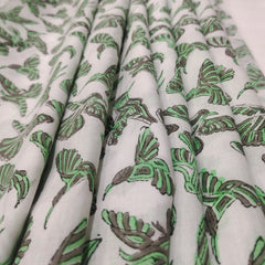 Flower Fabric Block Print – Indian Voile Cotton Floral Lightweight Soft Jaipuri Fabric by the Meter
