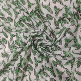 Flower Fabric Block Print – Indian Voile Cotton Floral Lightweight Soft Jaipuri Fabric by the Meter