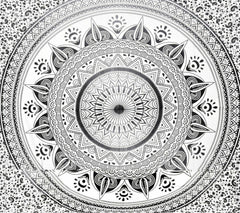 Indisches graues Ombre-Mandala-Queen-Size-Doona-Bettbezug-Set aus Baumwolle mit 2 Kissenbezügen, Mandala-Decke