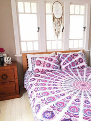 Neues Queen-Size-Bettlaken-Set, Mandala-Bettwäsche-Set, indische Tagesdecke, Baumwoll-Bettwäsche-Set mit 2 Kissenbezügen, Mandala-Decke