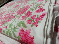 Indischer Baumwollstoff, Sommerkleider, Handblockdruck, Boho-Stoff, Gypsy-Stoff, Quilting-Baumwolle, rosa Blumendruck-Stoff Baumwolle