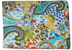 weißer Paisley-Druck, indischer Blumen-Handblockdruck, 100 % Baumwollstoff, Stoff von 5 Yard, Stoff für Vorhänge, Kissen, Kleiderherstellung