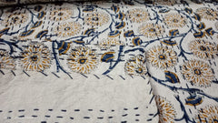 Indian Cotton Kantha Quilt Bedding Bed Cover Throw Sofa Coverlet Bedspread Queen Size Hand Block Printed Blanket Vintage Gudri