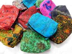 Großhandelsmenge, Indische Baumwolle Floral Hand Block Print Kulturtasche, Reisetasche, Schminktasche, Gesteppte Waschtasche, Rasierset, Kosmetiktasche