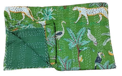 Handmade Kantha Quilt  Indian Cotton Kantha Quilt Bedding Bed Cover Throw Sofa Coverlet Bedspread Queen Size Handmade Vintage Blanket