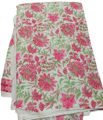 Indischer Baumwollstoff, Sommerkleider, Handblockdruck, Boho-Stoff, Gypsy-Stoff, Quilting-Baumwolle, rosa Blumendruck-Stoff Baumwolle