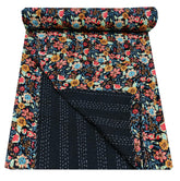 Indische Baumwolle Kantha Quilt Bettwäsche Bettüberwurf Sofaüberwurf Tagesdecke Queen Size Handgemacht Floral Print Decke Vintage Gudri