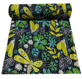 Indische Baumwolle Kantha Quilt Bettwäsche Bettüberwurf Sofaüberwurf Tagesdecke Queen Size Handgemacht Vintage Decke Vintage Gudri Floral Print