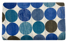 Türkis gepunkteter Kantha-Steppstoff, Handblockdruck, Kantha-Steppdecke, gepunkteter Blockdruck, Kantha-Tagesdecke, Kantha-Steppdecke, Kantha-Überwurf, doppelt