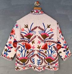 Indische Handstickerei Jacke Mantel, Damen Winterjacken, Brautjungfern Geschenk, Winterjacke, Kimono Robe, Brautjungfernjacken Baumwolle Suzani