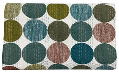 Mehrfarbiger gesteppter Kantha-Steppstoff mit Handblockdruck, gepunkteter Blockdruck, Kantha-Tagesdecke, Kantha-Steppdecke, Überwurf, Doppelgröße