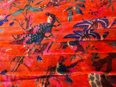 Orange Bird Cotton Velvet Fabric