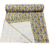 Indischer Kantha Quilt Handblockdruck Vintage Kantha Überwurf Decke Tagesdecke Boho Queen Size Baumwolle Großer Blumendruck Bettbezug Sofa