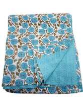 Vintage Kantha Quilt, Kantha Decke, Überwurf, Kantha, handgenähte Tagesdecke, Überwurf Blumendruck Doppelgröße