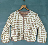 Cotton Handmade Kantha Jacket – Floral Print Quilted Reversible Coat & Kimono for Women