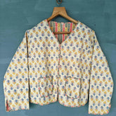 Cotton Handmade Kantha Jacket – Quilted Reversible Floral Print Coat & Kimono for Women
