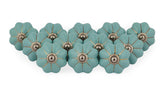 Türkis Blumenmuster Boho Hippie bemalt Keramik Knöpfe Schublade ziehen Griff Küche Set poliert Schublade Schrank Knopf ziehen