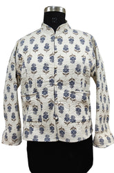 Quilted Reversible Hand Block Printed Boho Floral Jacket – Indian Vintage Handmade Full Sleeve Coat
