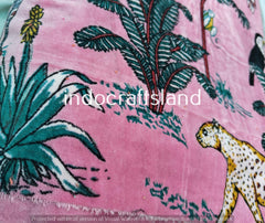 Samtstoff Samtstoff Bulk Stock Baumwollsamt Stoff Polsterstoff Meterware Indischer Rosa Dschungeldruck Samtstoff für Tischdecke
