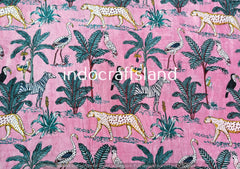 Samtstoff Samtstoff Bulk Stock Baumwollsamt Stoff Polsterstoff Meterware Indischer Rosa Dschungeldruck Samtstoff für Tischdecke