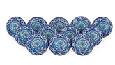 Türkisfarbenes Blumendesign, Boho-Hippie, bemalte Keramikknöpfe, Schubladengriffe, Küchenset, polierter Schubladenschrankknopf, blaue Farbe