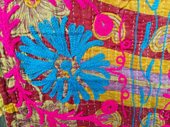 Indischer hochwertiger Sujani-Quilt, handgefertigt, Baumwolle, Sujani-Überwurf, wunderschöner Sujani-Arbeitsüberwurf, königlicher Unikat-Quilt, Heimdekoration, Luxus, Suzani Arts