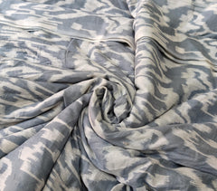 Indischer Grauer Ikat-Druck, Boho-Stoff, bedruckt, 100 % Baumwolltuch, Stoff um 5 Meter, Stoff für Vorhänge, Kissen, Kleiderherstellung