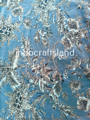 Grauer Samtstoff mit Blumendruck, Samtstoff, Baumwollsamtstoff, Polsterstoff, Meterware, Samtstoff für Tischkleidung, Kunst