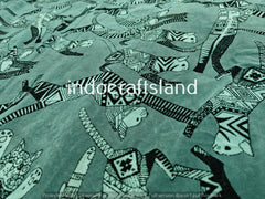 Gray Cat Print Velvet Fabric – Indian Cotton Velvet by Yard for Upholstery & Table Cloth