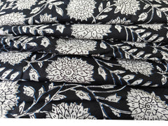 Indischer Blumendruck Boho Stoff Bedruckt 100% Baumwollstoff, Stoff um 5 Meter, Stoff für Vorhänge Kissen Kleiderherstellung Stoff