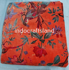 Samtstoff Samtstoff Bulk Stock Baumwollsamtstoff Polsterstoff Meterware Indischer Blumendruck Samtstoff für Tischdecke Boho
