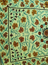 Indischer Suzani mit Blumenmuster, usbekischer Suzani-Tagesdecke, handgemachter Baumwoll-Leinen-Bettüberwurf, Boho-Suzani-Überwurf, mehrfarbige Suzani-Wanddekoration