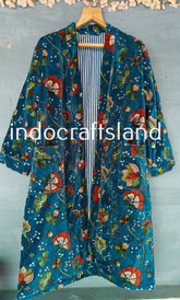 Luxury Velvet Unisex Robe Kimono – Reversible Boho Jacket with Silky Lining, Gray Lilac Hue