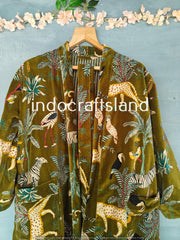 Indian Long Velvet Jacket – Boho Kimono Robe for Bridesmaid & Resort Wear
