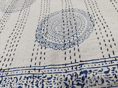 Indischer Handblockdruck Kantha Quilt, Kantha Decke, Überwurf, Kantha, handgenähte Tagesdecke, Überwurf Einzel-/Doppelgröße